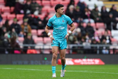 Huddersfield Giants takımından Jacob Gagai, Betfred Süper Lig karşılaşmasının 2. raundunda Leigh Leopards, Huddersfield Giants 'a karşı Leigh Spor Köyü, Leigh, Birleşik Krallık' ta 23 Şubat 2025 'te oynanan karşılaşma öncesi ısınma öncesinde