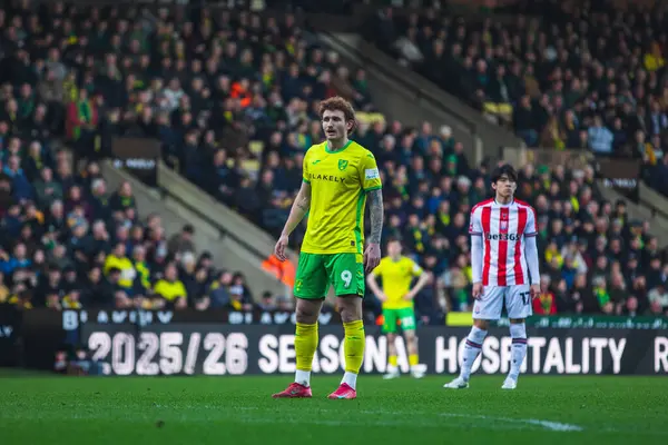 Josh Sargent Gök İddia Şampiyonası maçı sırasında Norwich City ile Stoke City karşı karşıya Norwich Road, Norwich, İngiltere, 22 Şubat 2025