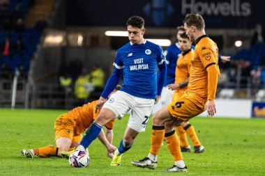 Cardiff City takımından Yousef Salech, Cardiff City 'nin 25 Şubat 2025' te Cardiff City Stadyumu 'nda oynanan Cardiff City vs Hull City maçında