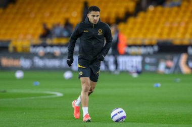 Wolverhampton Wanderers 'dan Joo Gomes Premier League maçında ısınma turunda Wolverhampton Wanderers, Fulham' a karşı Molineux, Wolverhampton, Birleşik Krallık, 25 Şubat 2025