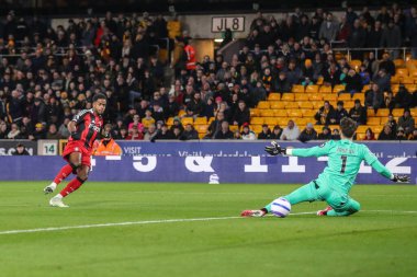Fulham 'dan Ryan Sessegnon Premier League maçında 0-1 öne geçiyor Wolverhampton Wanderers Fulham' a karşı Molineux, Wolverhampton, Birleşik Krallık, 25 Şubat 2025