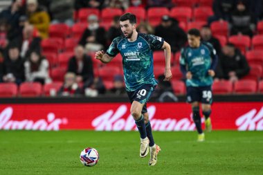 Middlesbrough 'dan Finn Azaz, Stoke City ile Middlesbrough arasındaki 25 Şubat 2025' te oynanan Bet365 Stadyumu 'nda oynanan Gökyüzü İddia Şampiyonası karşılaşmasında topla bir çıkış yaptı.