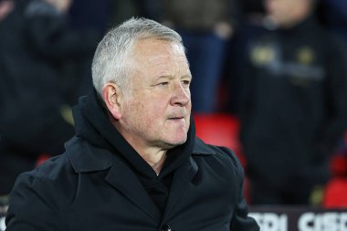 Sheffield United 'ın Chris Wilder teknik direktörü, 24 Şubat 2025' te Sheffield United, Sheffield Lane, İngiltere 'de Leeds United' a karşı oynadığı Sky Bet Şampiyonası maçından önce