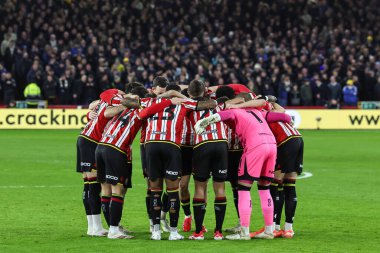 Sheffield United takımı 24 Şubat 2025 'te Bramall Lane, Sheffield, İngiltere' de Sheffield United 'a karşı oynanan Sky Bet Şampiyonası maçında bir araya geldi.