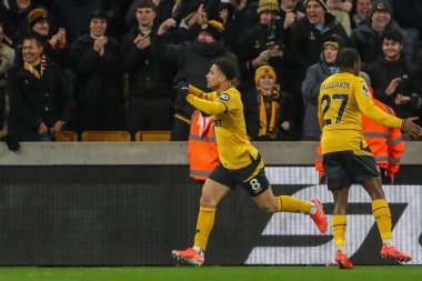 Wolverhampton Wanderers 'dan Joo Gomes, 25 Şubat 2025' te Molineux, Wolverhampton, Birleşik Krallık 'ta oynanan Premier League maçında Wolverhampton Wanderers ile Fulham maçında 1-1 kazanma hedefini kutluyor.