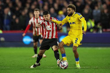 Sheffield United takımından Jayden Bogle ve Gustavo Hamer 24 Şubat 2025 'te Bramall Lane, Sheffield, İngiltere' deki Leeds United maçında Sheffield United ile oynadılar.