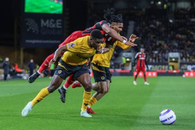 Fulham 'dan Adama Traor ve Wolverhampton Wanderers takımından Marshall Munetsi, 25 Şubat 2025 tarihinde Molineux, Wolverhampton, Birleşik Krallık' ta oynanan Premier League maçında Wolverhampton Wanderers Fulham 'a karşı çarpıştı.