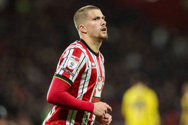 Sheffield United takımından Harry Clarke 24 Şubat 2025 'te Sheffield United, Sheffield Lane, İngiltere' de Leeds United 'a karşı oynadığı maçta