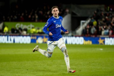 Everton 'dan James Garner, Premier League maçı sırasında Brentford Everton' a karşı Gtech Community Stadyumu, Londra, Birleşik Krallık, 26 Şubat 2025