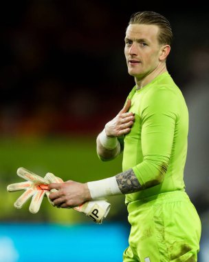 Everton 'dan Jordan Pickford, 26 Şubat 2025' te İngiltere 'deki Gtech Community Stadyumu' nda oynanan Premier League karşılaşması sonrasında takımlar berabere kalınca tepki gösterdi.