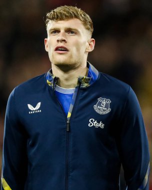 Everton 'dan Jarrad Branthwaite, Premier League maçı öncesinde Gtech Community Stadyumu' nda Brentford Everton 'a karşı 26 Şubat 2025' te sıralanır.