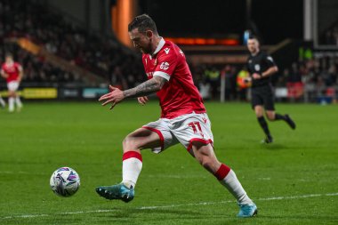 Wrexham 'dan Jack Marriott, 26 Şubat 2025' te Wrexham - Peterborough United SToK Cae Ras, Wrexham, Birleşik Krallık 'ta oynanan The Vertu Trophy Yarı Finali' nde topa ara verdi.