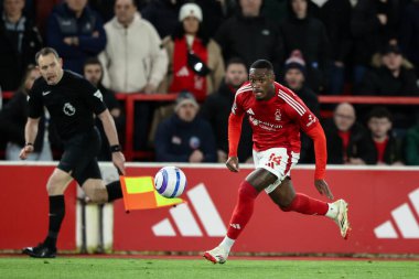 Callum Hudson-Odoi of Nottingham Forest breaks with the ball during the Premier League match Nottingham Forest vs Arsenal at City Ground, Nottingham, United Kingdom, 26th February 2025 clipart