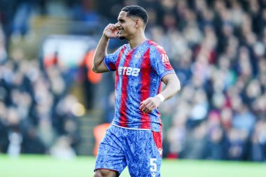 Kristal Saray 'dan Maxence Lacroix, 1 Mart 2025 tarihinde İngiltere' nin Londra kenti Selhurst Park 'ta oynanan 5.