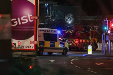 Emergency services respond to a Police incident in Barnsley Town Centre, Barnsley, United Kingdom, 2nd March 2025 clipart