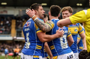 Leeds Rhinos takımından Ryan Hall, 2 Mart 2025 'te Leeds Stadyumu' nda oynanan Betfred Süper Lig 3. tur karşılaşmasında Leeds Rhinos ve Castleford Tigers maçını kutluyor.