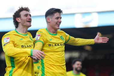 Norwich City 'den Ante Crnac, 1 Mart 2025' te İngiltere 'nin Blackburn kentindeki Ewood Park' ta oynanan Blackburn Rovers-Norwich City maçında skor golünü 1-0 yapmayı kutluyor.