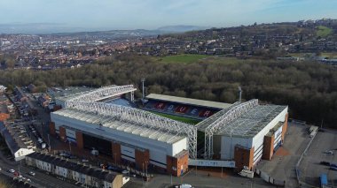 Ewood Park 'ın Gök İddia Şampiyonası' ndan önceki hava görüntüsü Blackburn Rovers 'a karşı Norwich City, Ewood Park, Blackburn, İngiltere, 1 Mart 2025