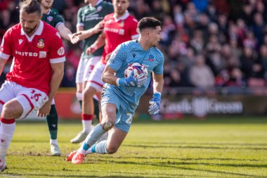 Bolton Wanderers takımından Luke Southwood, 1 Mart 2025 'te Wrexham' a karşı SToK Cae Ras, Wrexham, İngiltere 'de Bolton Wanderers maçında