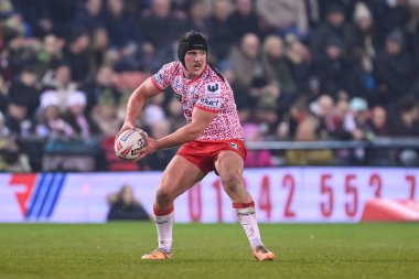 Leigh Leoparları 'ndan Robbie Mulhern, 28 Şubat 2025' te Leigh Spor Köyü Leigh, İngiltere 'de oynanan Betfred Süper Lig 3. tur karşılaşmasında Leigh Leopards ve Catalans Dragons' a karşı.