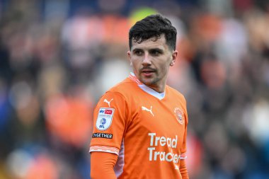 Blackpool takımından Albie Morgan, 1 Mart 2025 tarihinde Stockport County ve Blackpool maçında Edgeley Park Stadyumu 'nda karşı karşıya geldi.