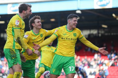 Norwich City 'den Ante Crnac, 1 Mart 2025' te İngiltere 'nin Blackburn kentindeki Ewood Park' ta oynanan Blackburn Rovers-Norwich City maçında skor golünü 1-0 yapmayı kutluyor.