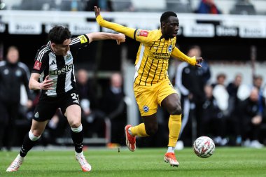 Brighton & Hove Albion 'dan Carlos Baleba, Birleşik Newcastle' dan Tino Livramento 'yu 2 Mart 2025 tarihinde St. James' s Park, Newcastle, İngiltere 'de düzenlenen 5.