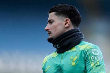 Norwich City 'den Borja Sainz 1 Mart 2025' te İngiltere 'nin Blackburn kentinde oynanan Blackburn Rovers Norwich City maçından önce ısınıyor.