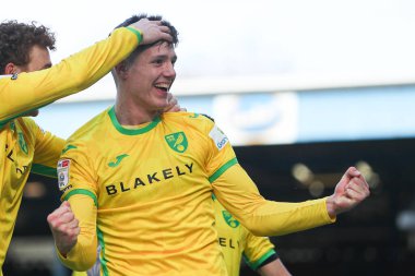 Norwich City 'den Ante Crnac, 1 Mart 2025' te İngiltere 'nin Blackburn kentindeki Ewood Park' ta oynanan Blackburn Rovers-Norwich City maçında skor golünü 1-0 yapmayı kutluyor.