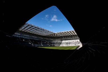 Newcastle United 'ın evi olan St James Park' ın genel görünümü, 2 Mart 2025 tarihinde Birleşik Emirlikler Kupası 5. Raund Newcastle United ile Brighton ve Hove Albion arasında St. James 's Park, Newcastle, Birleşik Krallık' ta karşı karşıya gelecek.