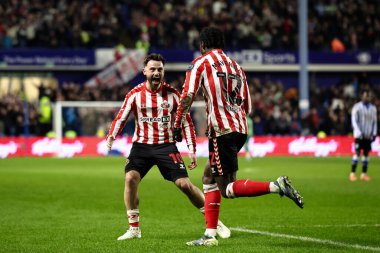 Sunderland 'dan Eliezer Mayenda, 28 Şubat 2025' te Sheffield Wednesday, Sheffield, İngiltere 'de Sunderland' a karşı oynanan Gökyüzü İddia Şampiyonası maçında 0-1 kazanma hedefini kutluyor.