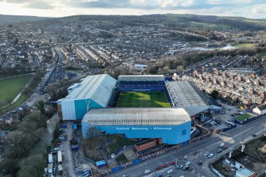Hillsborough 'un 28 Şubat 2025' te Sheffield Wednesday ile Shelsborough, Sheffield, Birleşik Krallık 'ta oynanan Sky Bet Şampiyonası maçındaki hava görüntüsü.
