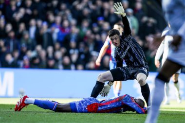 Kristal Saray 'dan Jean-Philippe Mateta' ya Millwall 'dan Liam Roberts tarafından 1 Mart 2025' te Selhurst Park, Londra, İngiltere 'de oynanan 5.