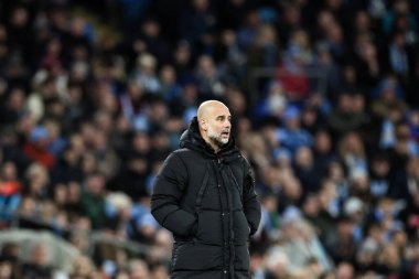 Manchester City 'nin Pep Guardiola teknik direktörü, 1 Mart 2025 tarihinde Etihad Stadyumu' nda oynanan 5.