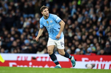 Manchester City 'den Nico Gonzlez, Birleşik Krallık Etihad Stadyumu' nda oynanan 5. Raund Manchester City - Plymouth Argyle maçı sırasında 1 Mart 2025