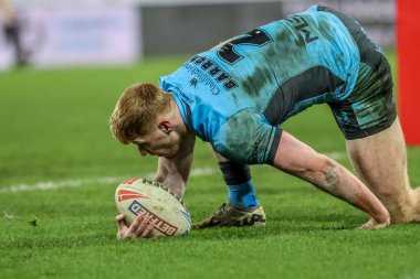 Hull FC 'den Harvey Barron, 28 Şubat 2025' te Birleşik Krallık 'taki John Smith Stadyumu' nda oynanan Huddersfield Giants vs Hull FC karşılaşmasında Betfred Süper Lig 3.