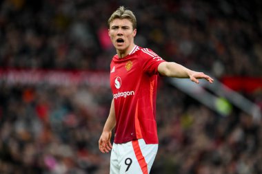 Manchester United 'dan Rasmus Hjlund, 2 Mart 2025 tarihinde Birleşik Krallık' ın Old Trafford kentinde oynanan 5.
