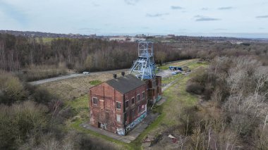 An aerial view of Barnsley Main Colliery pit head and winding gear on the 40th anniversary of the conclusion of the Miners' Strike in Britain was commemorated on March 3, 2025 clipart