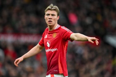 Manchester United 'dan Rasmus Hjlund, 2 Mart 2025 tarihinde Birleşik Krallık' ın Old Trafford kentinde oynanan 5.