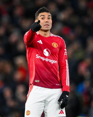 Manchester United 'dan Casemiro, 2 Mart 2025' te Old Trafford, Manchester, Birleşik Krallık 'ta oynanan 5.