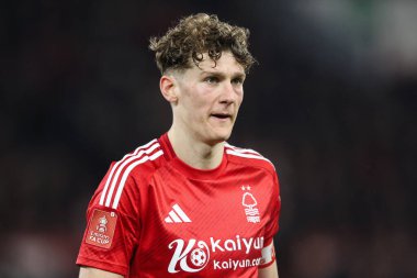Nottingham Ormanı 'ndan Ryan Yates, Birleşik Krallık' ın Nottingham şehrinde oynanan 5. tur karşılaşmasında Nottingham Forest, Ipswich Town 'a karşı.