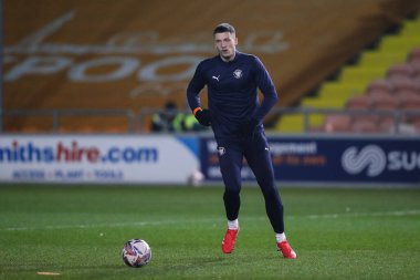 Blackpool 'dan Oliver Casey, maç öncesi ısınma maçında Blackpool - Peterborough United maçında Bloomfield Road, Blackpool' da, 4 Mart 2025