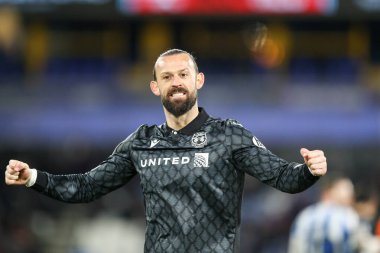 Wrexham 'dan Steven Fletcher, 4 Mart 2025' te İngiltere 'nin Huddersfield Stadyumu' nda oynanan Huddersfield Town-Wrexham maçında 1-0 yenilen golü kutluyor.