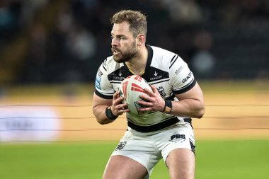 Hull FC 'den Aidan Sezer, Betfred Süper Lig 4. Raundda top Hull FC' nin Leigh Leopards 'a karşı MKM Stadyumu' nda 6 Mart 2025 'te oynadığı maçta