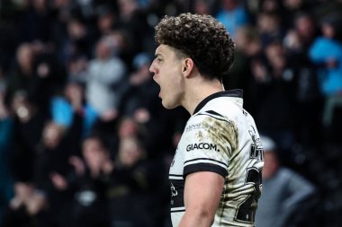 Hull FC 'den Lewis Martin, 6 Mart 2025' te MKM Stadyumu 'nda oynanan 4. Betfred Süper Lig karşılaşmasında denemesini kutluyor.