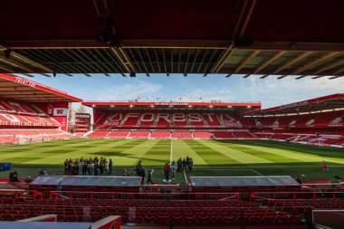 Premier Lig maçı sırasında Nottingham Forest 'ın Manchester City' ye karşı oynadığı City Ground, Nottingham, İngiltere 'de 8 Mart 2025' te genel bir manzara.