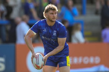 Warrington Wolves takımından Alfie Johnson, 9 Mart 2025 'te Warrington, Warrington' da oynanan Betfred Süper Lig 4. tur karşılaşmasında Warrington Wolves, Wakefield Trinity 'ye karşı oynuyor.