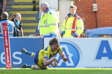 Warrington Wolves takımından Alfie Johnson 9 Mart 202 'de Warrington, İngiltere' deki Halliwell Jones Stadyumu 'nda oynanan 4.
