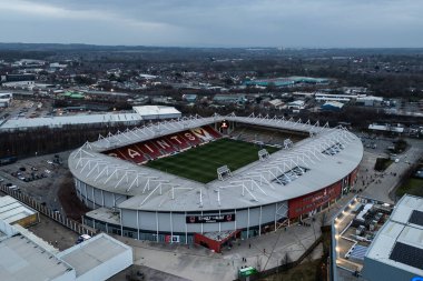 St Helens Stadyumu 'nun havadan görünüşü, Betfred Süper Lig 4. raundu öncesinde St Helens vs Hull KR ile Wicked Stadyumu, St Helens, Birleşik Krallık, 7 Mart 2025