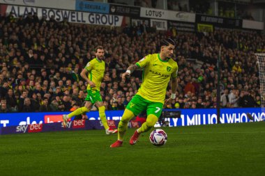 Norwich City 'den Borja Sainz, Norwich City' nin Oxford United 'a karşı oynadığı 7 Mart 202' de, Carrow Road, Norwich, İngiltere 'de oynanan maçta.